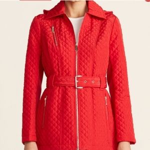 Michael Michael Kors Quilted Hooded Belted Jacket